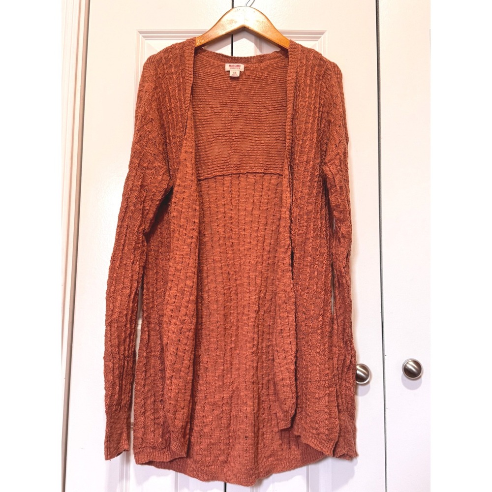 Mossimo Supply Co Womens Rust Orange Open Front Knit Cardigan Boho Cozy Large